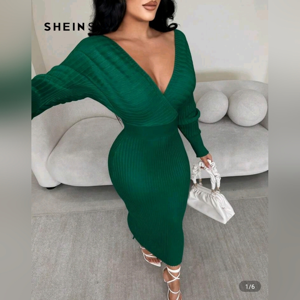 SHEIN Black Long Sleeve Dress